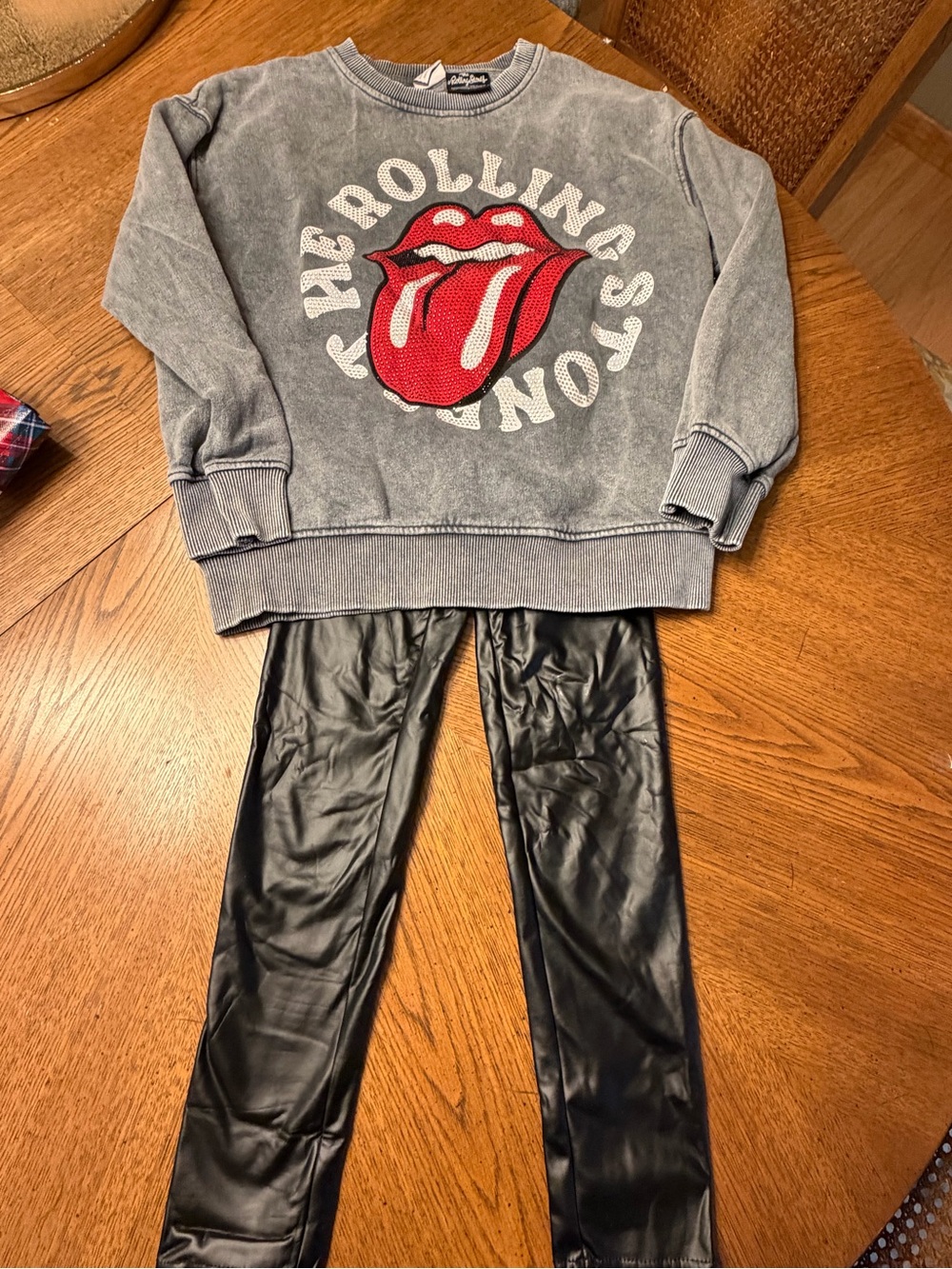 Zara Kids Grey Sweatshirt with Red Tongue Graphic